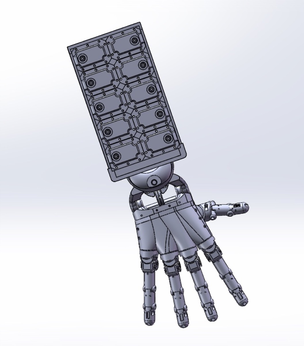 灵巧手 CAD 模型（手背侧，驱动板）